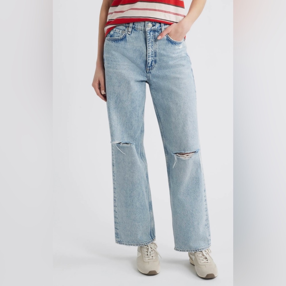 Rag & Bone Shea Ripped High Waist Relaxed Straight Leg Jeans Size 27